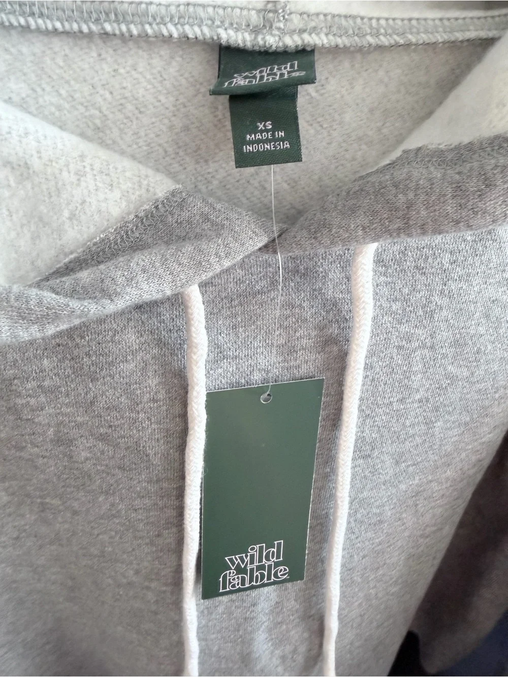 Light Gray Cropped Drawstring Hoodie - Picture 3 of 3